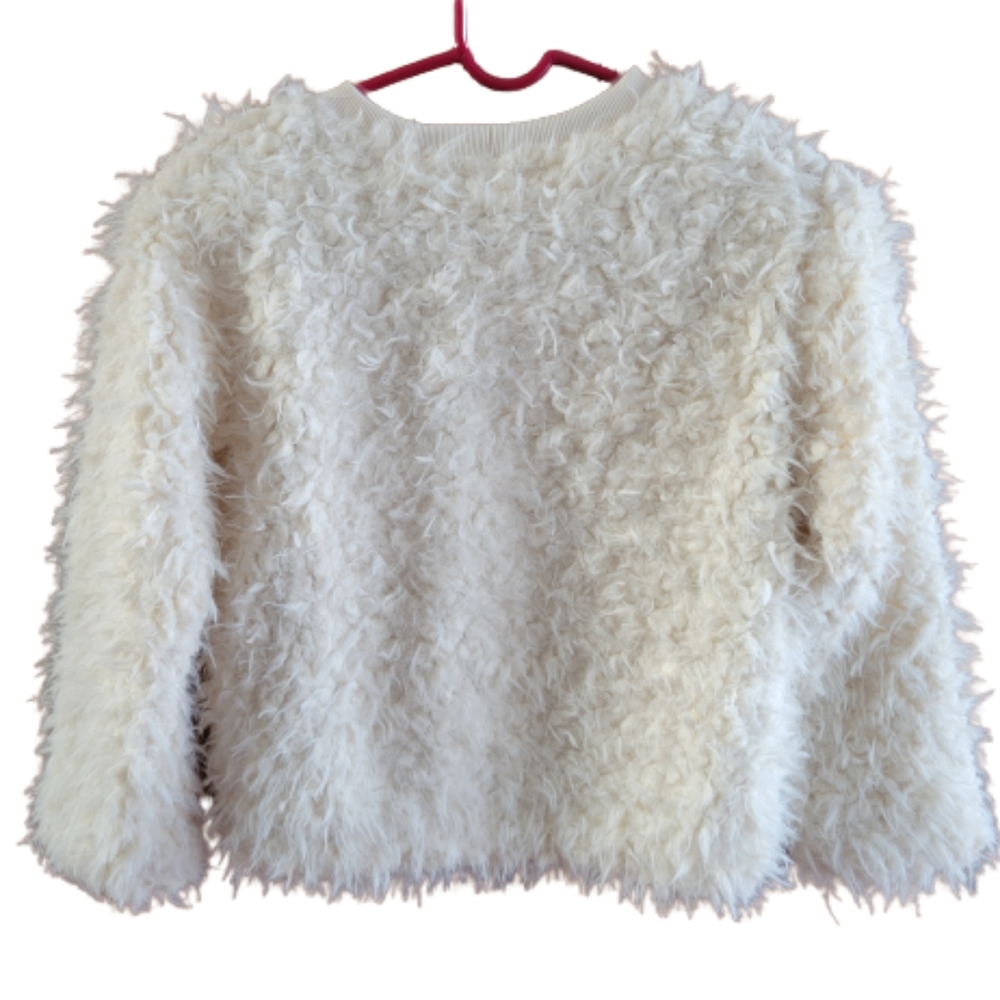 Disney Frozen Fluffy/Shaggy Sweatshirt in Cream with Elsa Appliqués Girls Medium - Picture 2 of 8